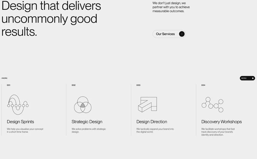 Design that delivers uncommonly good results — light page with line icons