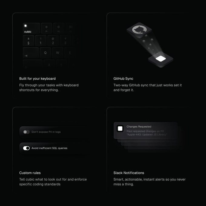 Dark settings UI cards with toggles